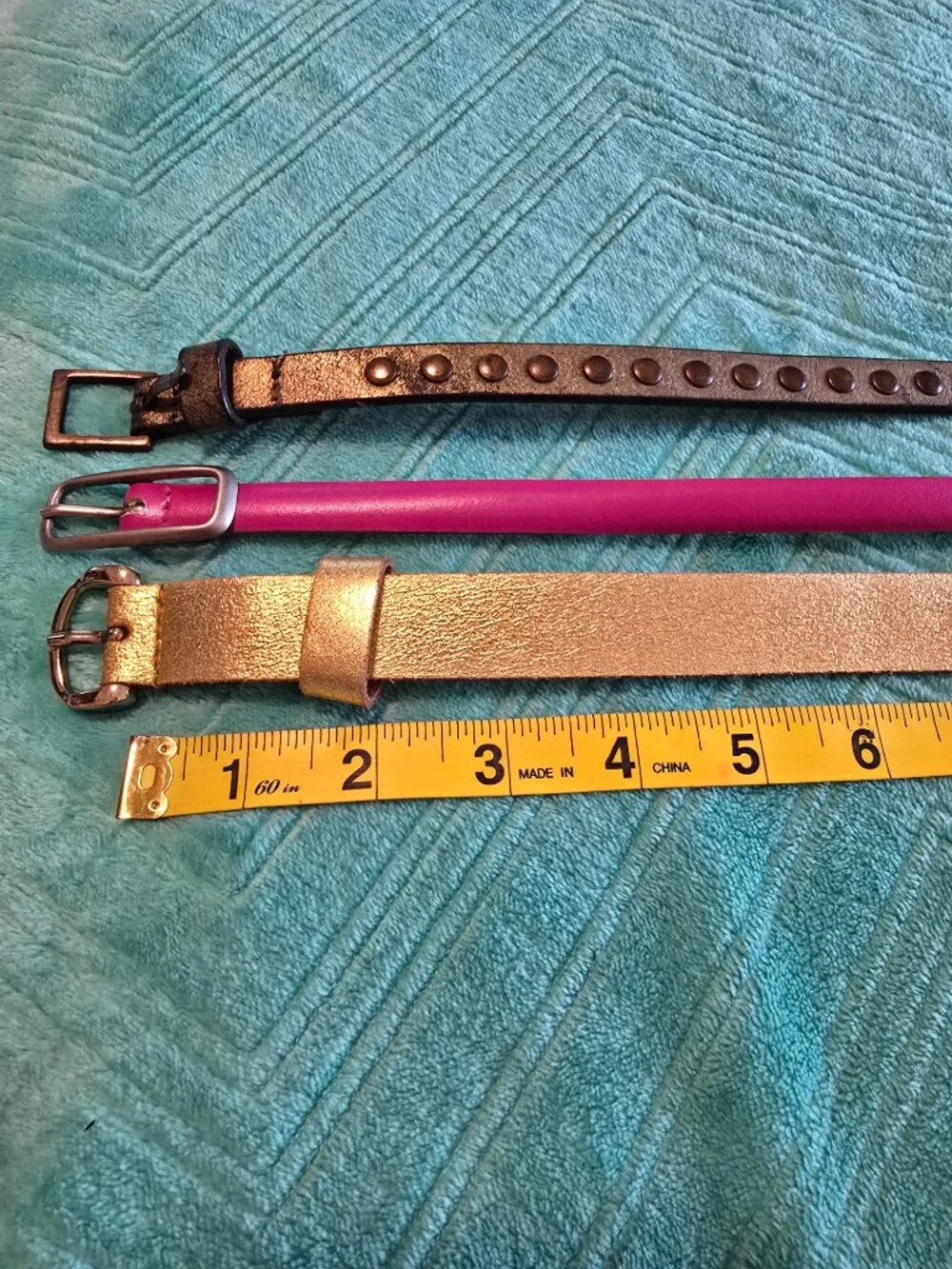 Lot: 3 Genuine Leather Skinny Belts, Tosca Blu Italy, Tehama, Ken Cole Sz Lg